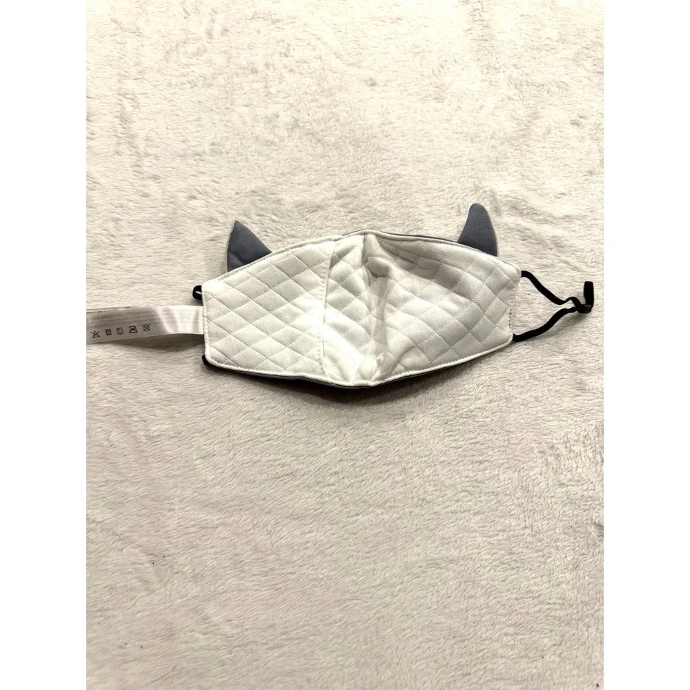Miniso Grey Fox Face Cloth Mask Embroidered Ears Adjustable Loops 23x12.5cm